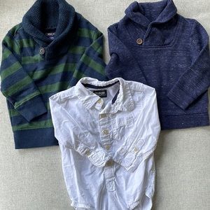 3 boys 12-18 month sweaters/dress shirt onesie
